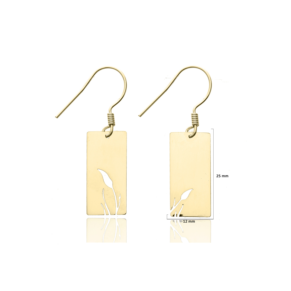 Leaf Cutout 925 Silver Hook Earrings