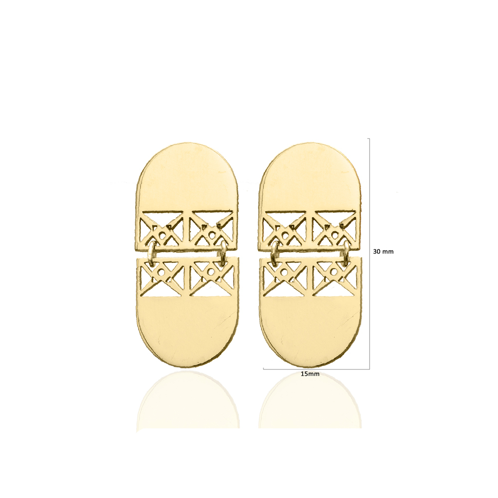 Geometric Turkish 925 Silver Earrings