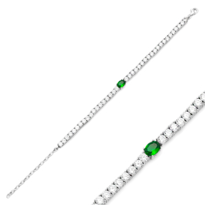 Emerald Stone Fashion Design Bracelet Turkish Wholesale Handmade 925 Sterling Silver Jewelry