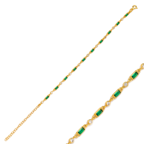 Emerald Stone Fashion Bracelet Turkish Wholesale Handmade 925 Sterling Silver Jewelry