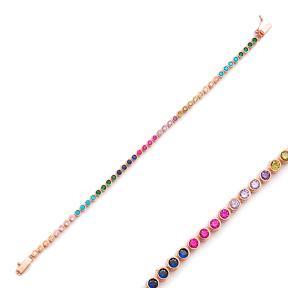Ø2.5 mm Mix Stone Tennis Bracelet Turkish Handcrafted Wholesale 925 Sterling Silver Jewelry