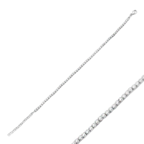Ø2 mm Minimalist Stone Tennis Bracelet Turkish Handcrafted Wholesale 925 Sterling Silver Jewelry