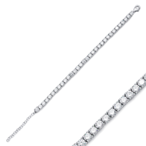 Ø4.5 mm Round Stone Tennis Bracelet Turkish Handcrafted Wholesale 925 Sterling Silver Jewelry