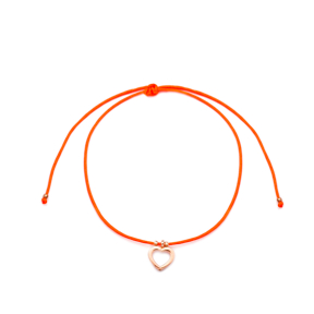 Orange Color Hollow Heart Design Adjustable Knitting Bracelet Turkish Wholesale Handmade 925 Sterling Silver