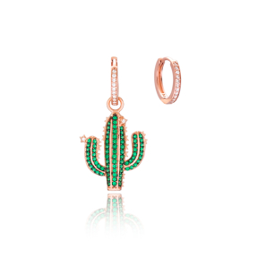 Green Cactus Design Handmade 925 Sterling Silver Earrings