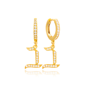 Vet Letter Hebrew Alphabet Wholesale Handmade 925 Sterling Silver Dangle Earrings