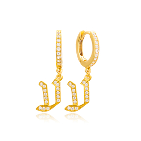 Ayin Letter Hebrew Alphabet Wholesale Handmade 925 Sterling Silver Dangle Earrings