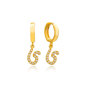 Yaa Letter Arabic Alphabet Wholesale Handmade 925 Sterling Silver Dangle Earrings
