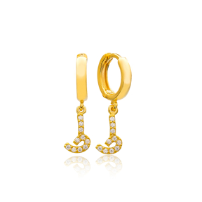 Taa Letter Arabic Alphabet Wholesale Handmade 925 Sterling Silver Dangle Earrings