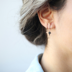 North Star Design Two in One Earrings Wholesale Turkish 925 Sterling Silver Jewelry