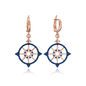 Sapphire Pole Star Earring Wholesale Handmade Turkish 925 Silver Sterling Jewelry