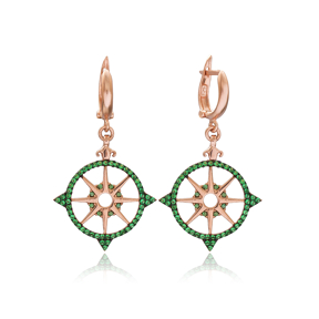 Emerald Pole Star Earring Wholesale Handmade Turkish 925 Silver Sterling Jewelry