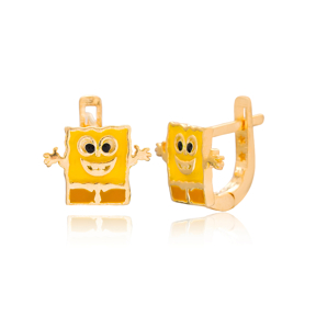 Cartoon Character Design For Kid Earrings Turkish Wholesale Handmade 925 Sterling Silver Jewelry