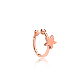 Plain Star Design Cartilage Earring Handcrafted Wholesale Turkish 925 Silver Sterling Jewelry