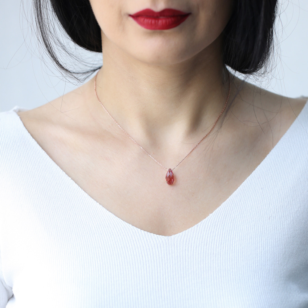 Teardrop Stone shape Pendant Turkish Wholesale Sterling Silver Fashion Jewelry