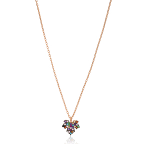 Colorful Grape Leaf Pendant Turkish Wholesale 925 Sterling Silver Jewelry