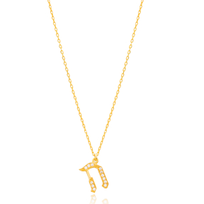 Hay Letter Hebrew Alphabet Design Wholesale Handmade 925 Silver Sterling Necklace