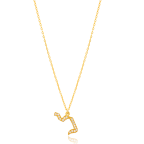Lamed Letter Hebrew Alphabet Design Wholesale Handmade 925 Silver Sterling Necklace