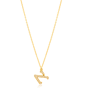 Aleph Letter Hebrew Alphabet Design Wholesale Handmade 925 Silver Sterling Necklace