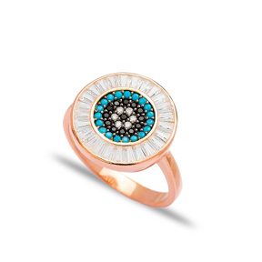 Baguette Evil Eye Ring Wholesale Handcrafted 925 Sterling Silver Ring