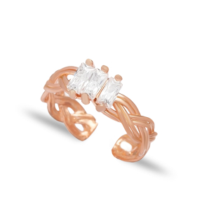 Adjustable Baguette Ring Turkish Wholesale Handcrafted 925 Silver Jewelry