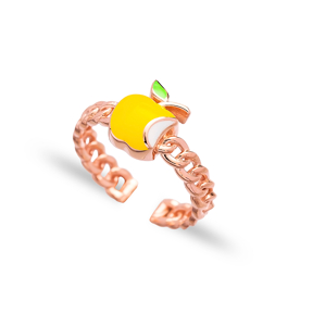 Yellow Apple Design Adjustable Ring Wholesale 925 Silver Sterling Jewelry