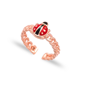 Ladybug Design Adjustable Ring Wholesale 925 Silver Sterling Jewelry