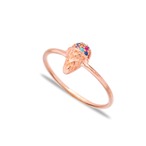 Colorful Ice Cream Charm Band Ring Wholesale Turkish Handcrafted 925 Sterling Silver Jewelry