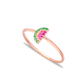Watermelon Charm Band Ring Wholesale Turkish Handcrafted 925 Sterling Silver Jewelry