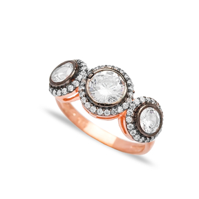 Trendy Three Zircon Stone Ring Wholesale Handmade 925 Sterling Silver Jewelry