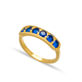 Sapphire Stone Band Rings Turkish Wholesale 925 Sterling Silver Jewelry