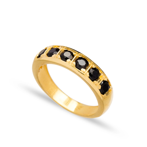 Black Zircon Stone Band Ring Wholesale Handcrafted Turkish 925 Sterling Silver Jewelry