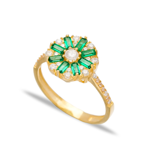 Emerald Baguette Engagement Rings Handmade Wholesale Turkish 925 Sterling Silver Jewelry