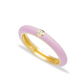 Pink Enamel Fashion Zircon Stone Ring Wholesale 925 Sterling Silver Jewelry 