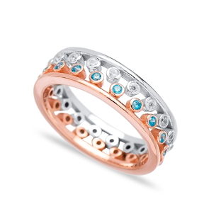 Unique Design Two Band Rings Together Wholesale Turkish 925 Sterling Silver Jewelry