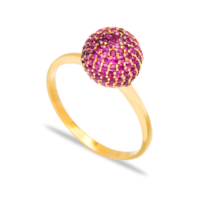 Round Ruby Stone Elegant Silver Cluster Ring Wholesale Turkish 925 Sterling Silver Jewelry