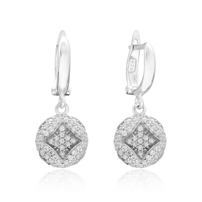 Round Dangle Design Turkish Wholesale 925 Sterling Silver Jewelry Earring