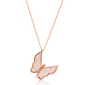 Butterfly Minimal Design Pendant In Turkish Wholesale 925 Sterling Silver