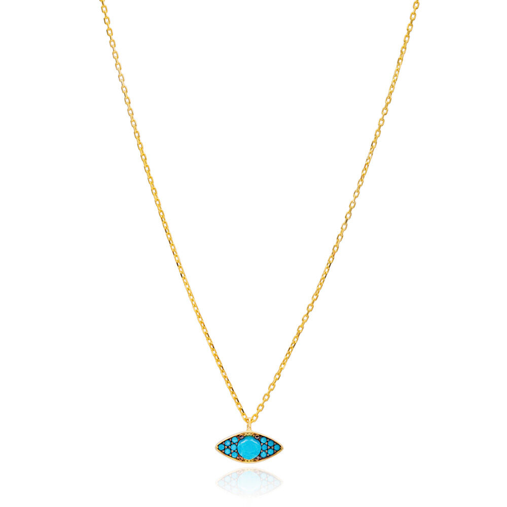 Nano Turquoise Eye Design Pendant Turkish Wholesale Sterling Silver Jewelry Pendant