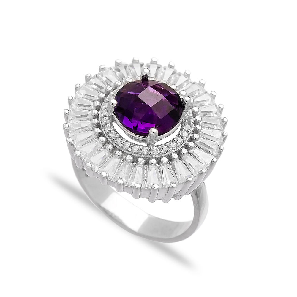 Amethyst Cluster Ring Wholesale Handcrafted Turkish 925 Sterling Silver Jewelry Ring