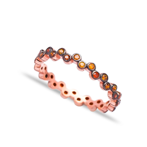 Pave Band Orange Quartz Beaded Ring Wholesale Handcrafted 925 Sterling Silver Ring