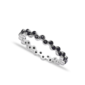 Pave Band Black Zircon Beaded Ring Wholesale Handcrafted 925 Sterling Silver Ring