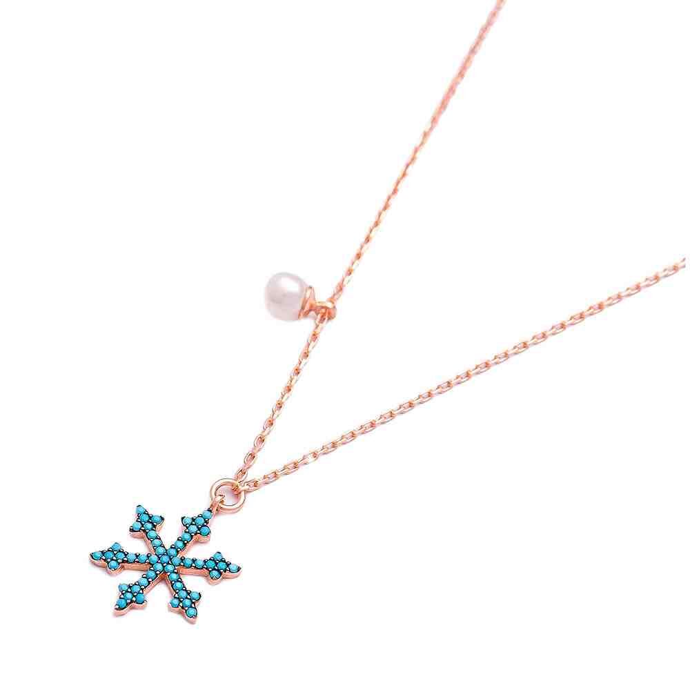 Nano Turquoise Minimalist Turkish Wholesale Silver Snowflake Pendant