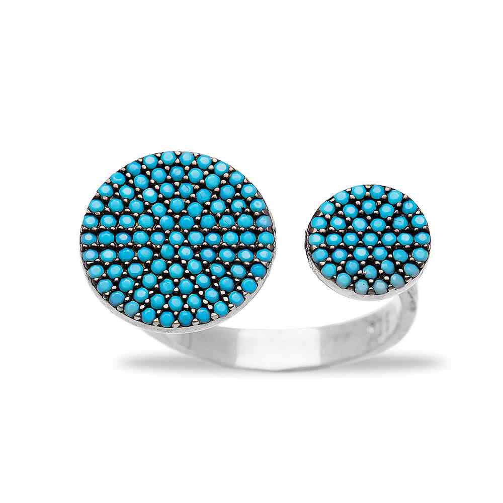 Round Fashionable Nano Turquoise Ring Wholesale Handcrafted Silver Jewelry