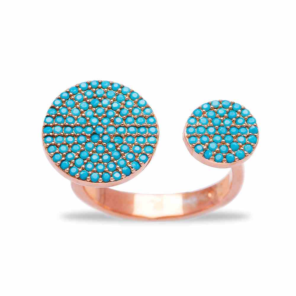 Fashionable Round Nano Turquoise Ring Wholesale Handcrafted Silver Jewelry