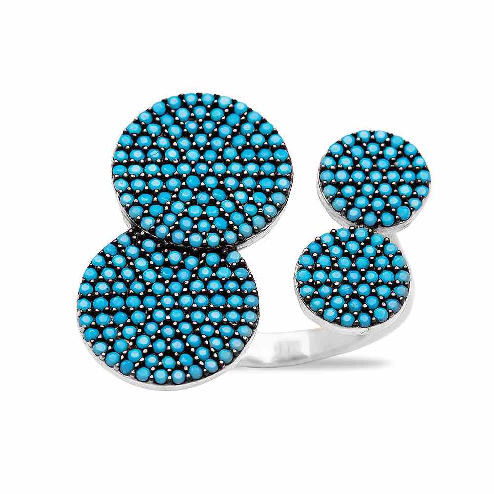 Rounded Fashionable Nano Turquoise Ring Wholesale Handcrafted Silver Jewelry