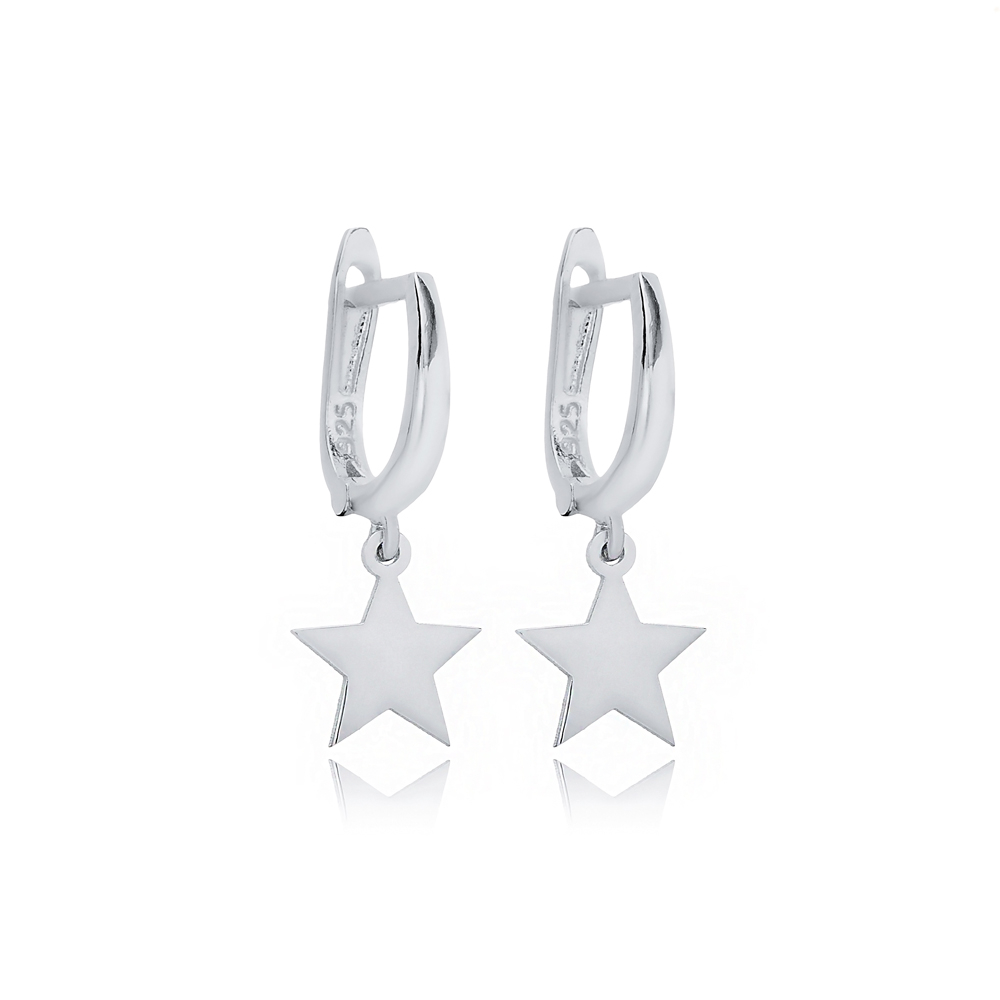 Plain Star Design Dangle Earrings Wholesale Turkish Jewelry